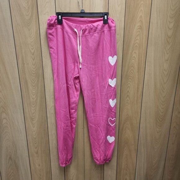 Sundry Pants - Sundry Hot Pink Sweatpants Heart